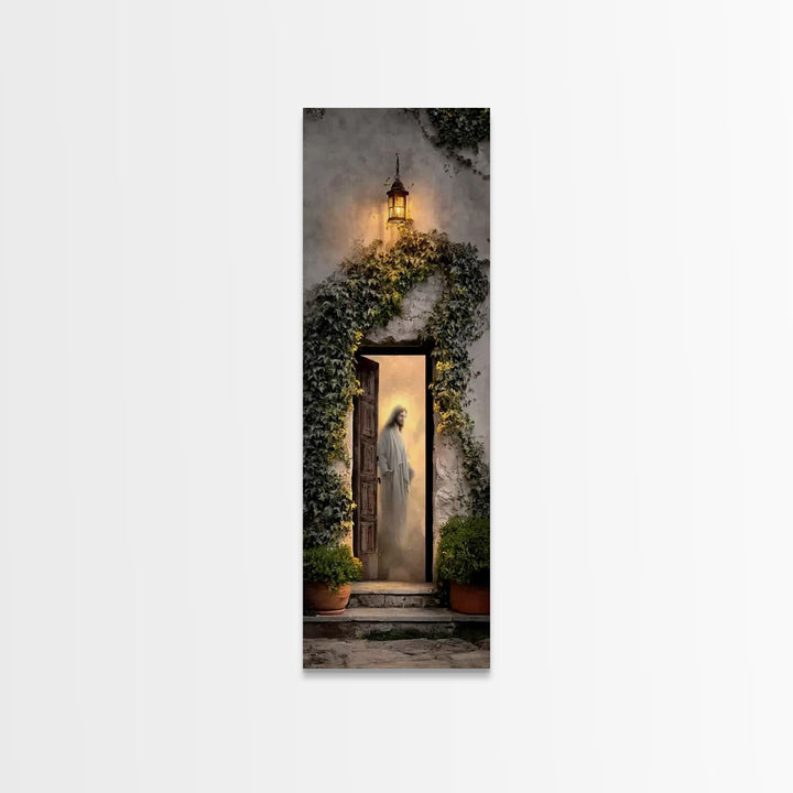 Autumn Gate Promise – Framed Canvas Print – Christian Wall Art – Jesus Painting – Tall Skinny Art Print – Christian Art Canvas