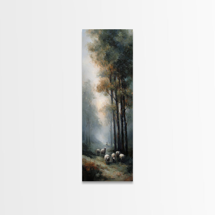 Golden Field Shepherd – Framed Canvas Print – Narrow Art – Christian Art – Jesus Painting – Christian Christmas Art