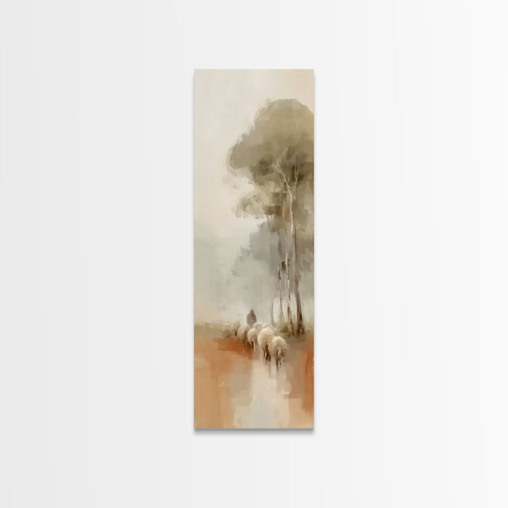 Soft Horizon Flock – Framed Canvas Print – Tall Narrow Wall Art – Christian Art Canvas – Jesus Painting – Christmas Wall Art