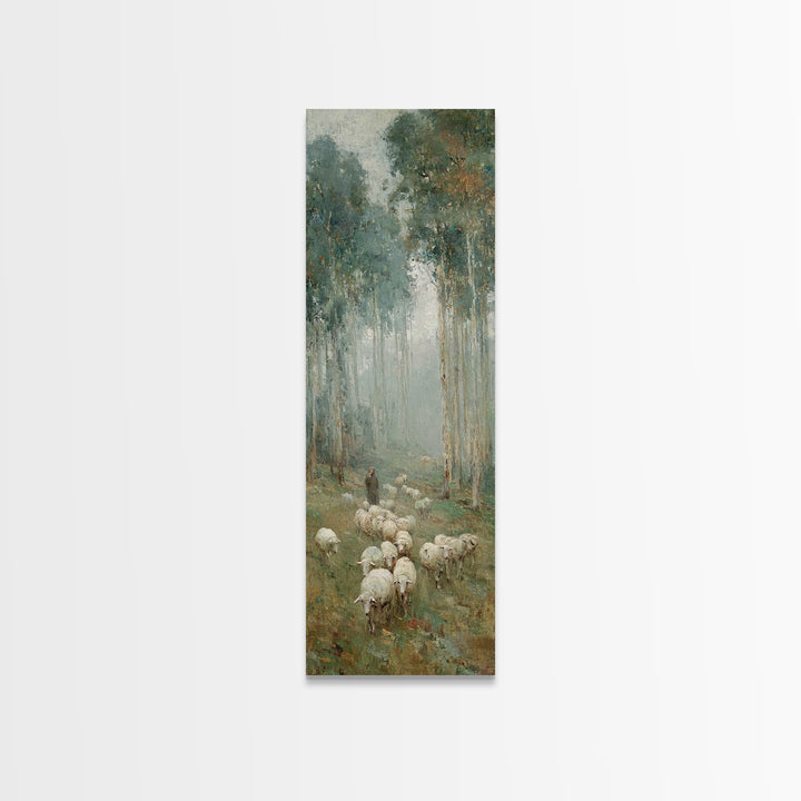 Shepherds In Mist – Framed Canvas Print – Christian Wall Art – Jesus Painting – Tall Narrow Wall Art – Christian Art Canvas – Christmas Art