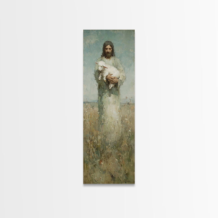 Lamb Of Peace – Framed Canvas Print – Christian Art Canvas – Christian Wall Art – Skinny Art – Jesus Painting – Christian Christmas Art