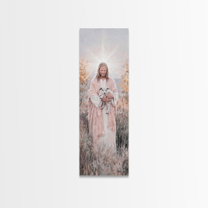 Redeeming Light – Framed Canvas Print – Christian Wall Art – Christian Painting – Tall Skinny Art Print – Jesus Painting – Christian Christ