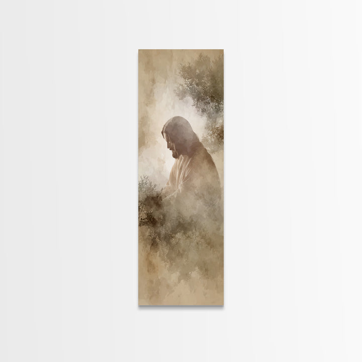 Sacred Stillness – Framed Canvas Print – Christian Art – Jesus Painting – Skinny Art – Christian Wall Art – Modern Christian Art