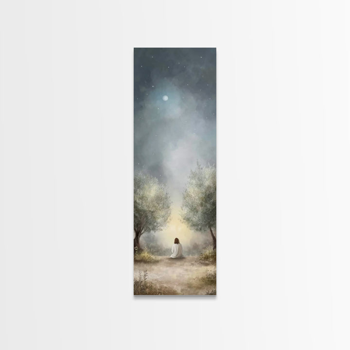 Night Of Mercy – Framed Canvas Print – Christian Art Canvas – Jesus Painting – Tall Narrow Wall Art – Christian Wall Art – Christian Art
