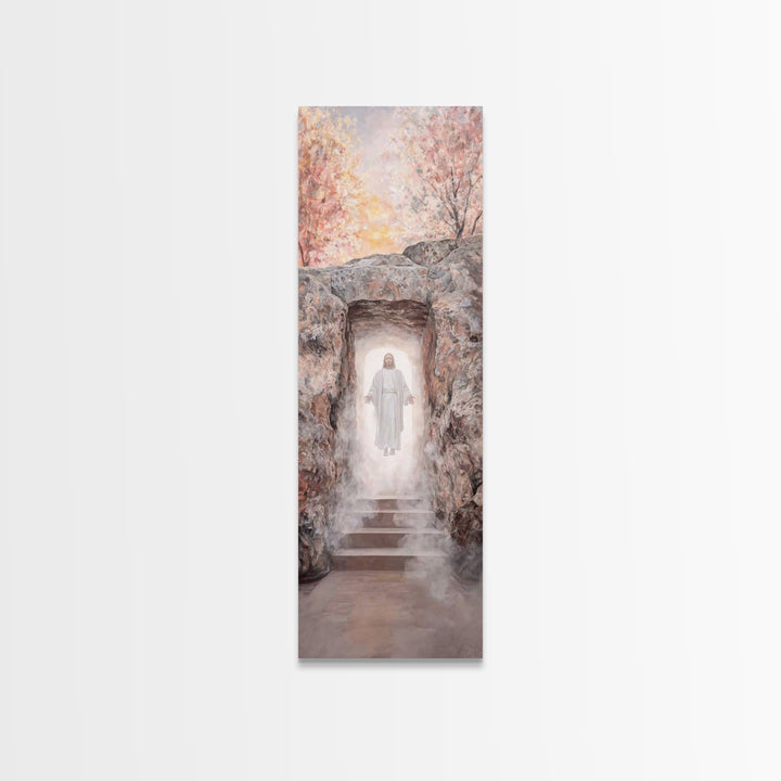 Light Of Resurrection – Framed Canvas Print – Christian Art – Christian Wall Art – Narrow Art – Jesus Painting – Christian Art Canvas