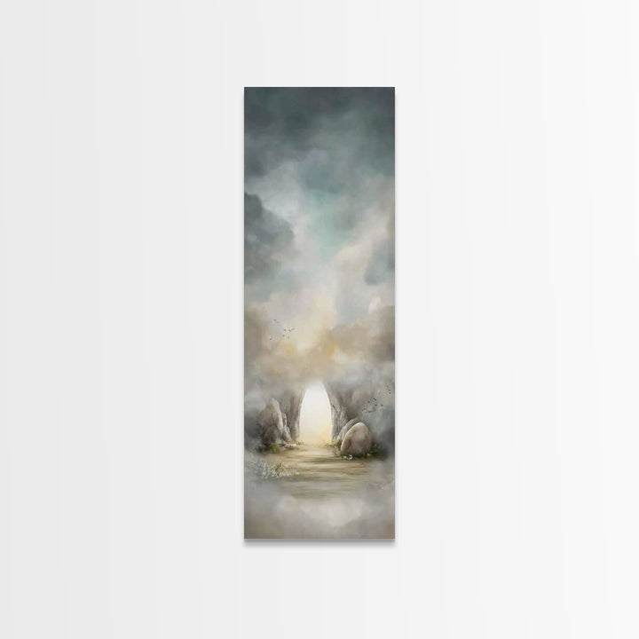 Empty Tomb Dawn – Framed Canvas Print – Christian Art Canvas – Jesus Painting – Tall Skinny Art Print – Christian Wall Art – Christian Pain