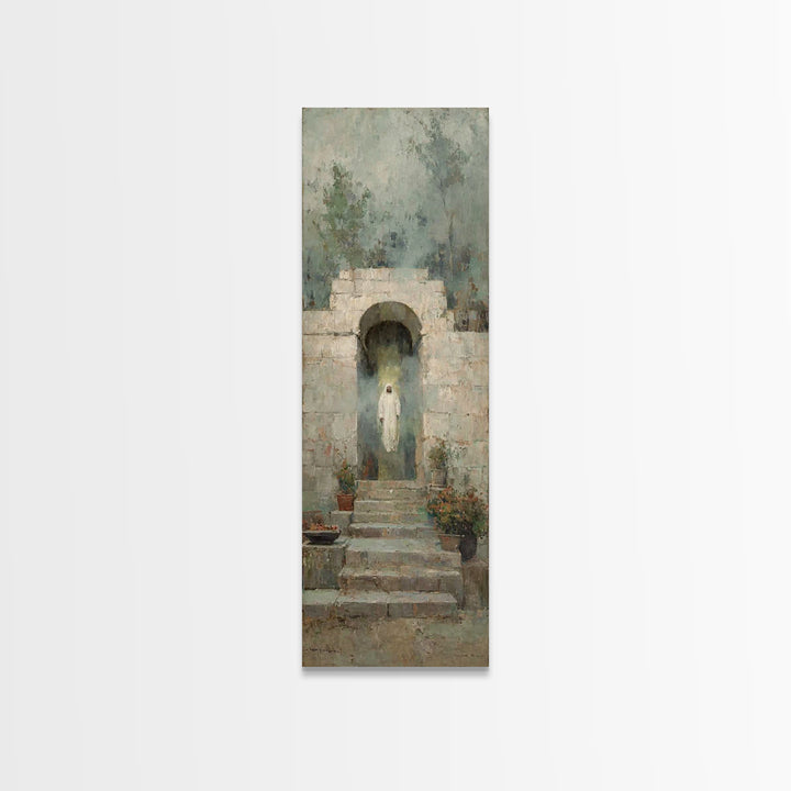 Risen Dawn Glory - Framed Canvas Print - Tall Narrow Wall Art - Christian Wall Art - Jesus Painting - Christian Art Canvas - Christian Deco