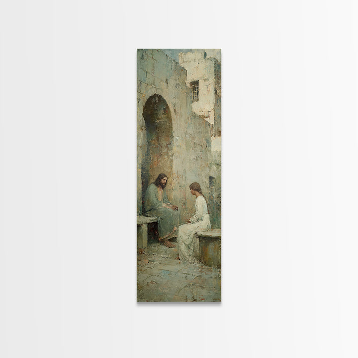 Quiet Well Moment – Framed Canvas Print – Skinny Art – Christian Wall Art – Jesus Painting – Christian Art Canvas – Christian Gift
