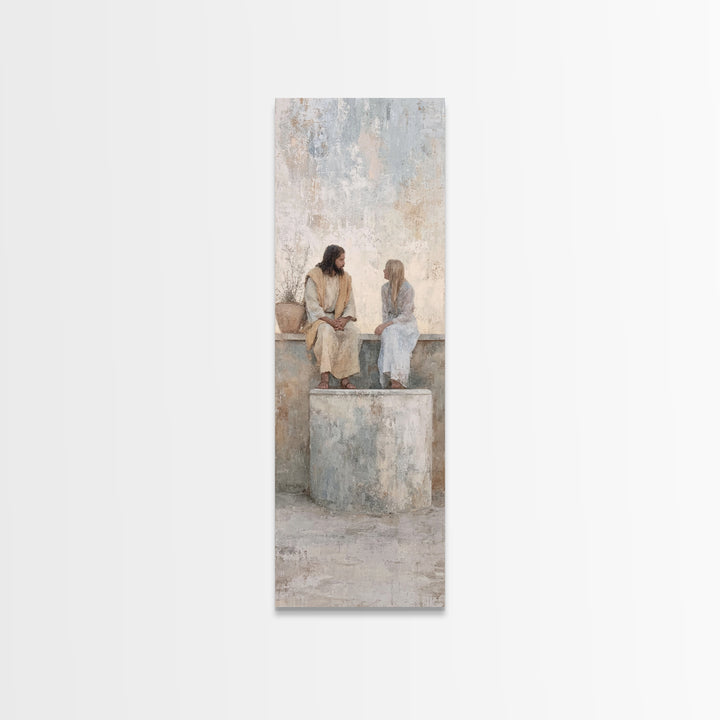 Desert Well Peace – Framed Canvas Print – Narrow Art – Christian Art – Jesus Painting – Christian Art Canvas – Christian Wall Art