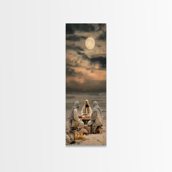 Moonlit Table Grace – Framed Canvas Print – Skinny Art – Christian Art Canvas – Christian Wall Art – Christian Painting – Christian Art