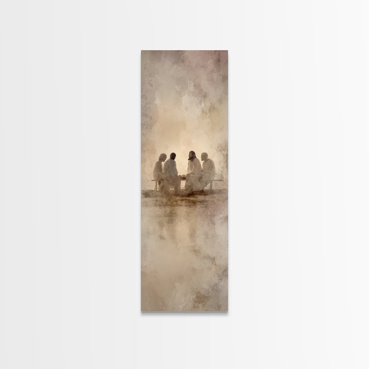 Radiant Table Fellowship – Framed Canvas Print – Tall Narrow Wall Art – Christian Art Canvas – Christian Wall Art – Jesus Painting – Christ
