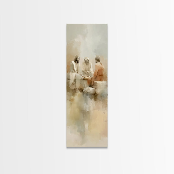 Evening Meal Grace – Framed Canvas Print – Narrow Art – Christian Art Canvas – Christian Wall Art – Jesus Painting – Christian Christmas De