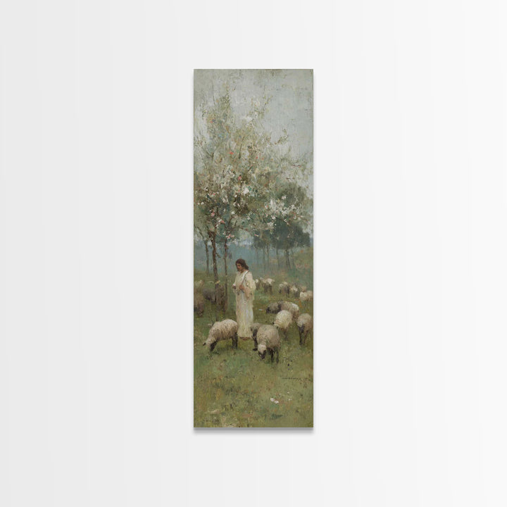 Quiet Meadow Light – Framed Canvas Print – Narrow Art – Christian Art Canvas – Christian Wall Art – Jesus Painting – Christmas Art