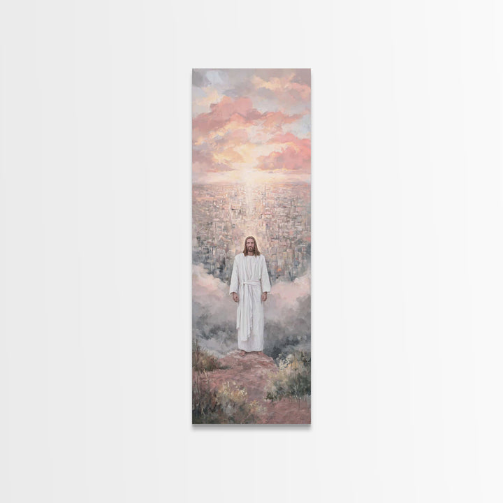 City Of Light – Framed Canvas Print – Tall Narrow Wall Art – Christian Art Canvas – Jesus Painting – Christian Wall Art – Christian Christm