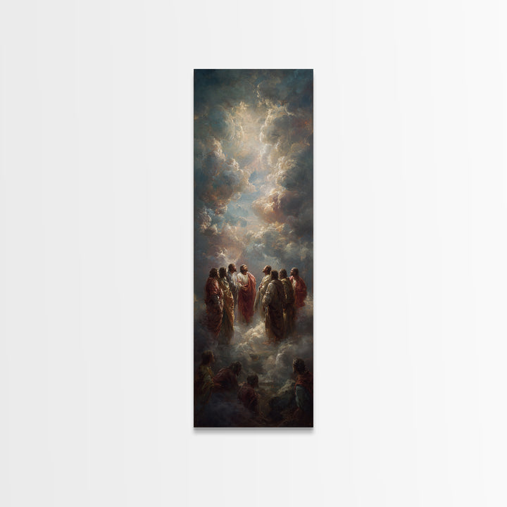 Heavenly Gathering, Framed Canvas Print, Narrow Art, Christian Art Canvas, Christian Wall Art, Jesus Painting, Christian Christmas Art