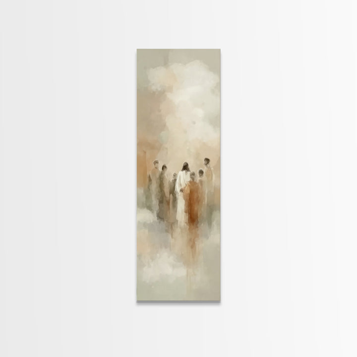 Sacred Meeting | Framed Canvas Print | Tall Skinny Art Print | Christian Art Canvas | Christian Wall Art | Jesus Painting | Christmas Art