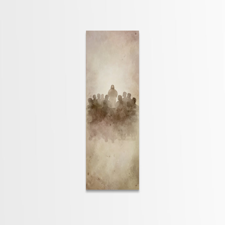Divine Assembly, Framed Canvas Print, Tall Narrow Wall Art, Christian Wall Art, Christian Art Canvas, Jesus Painting, Christmas Art