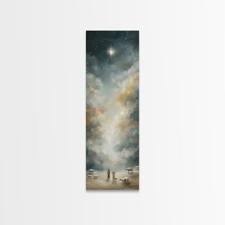 Night Of Wonder, Framed Canvas Print, Skinny Art, Christian Art Canvas, Christian Wall Art, Christmas Art