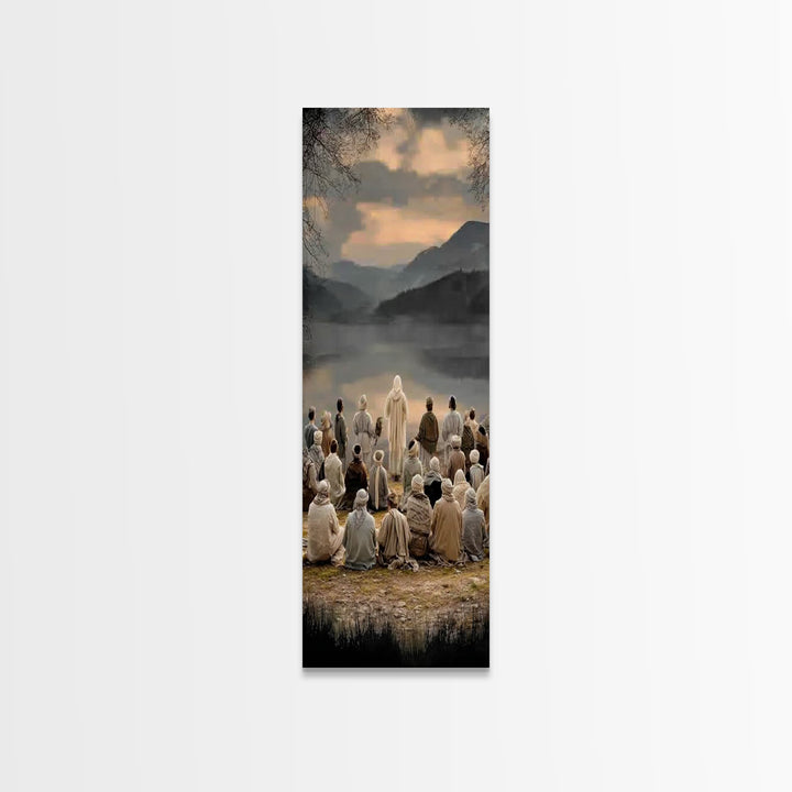 Valley Of Peace, Framed Canvas Print, Narrow Art, Christian Art Canvas, Jesus Painting, Christian Wall Art, Christmas Art