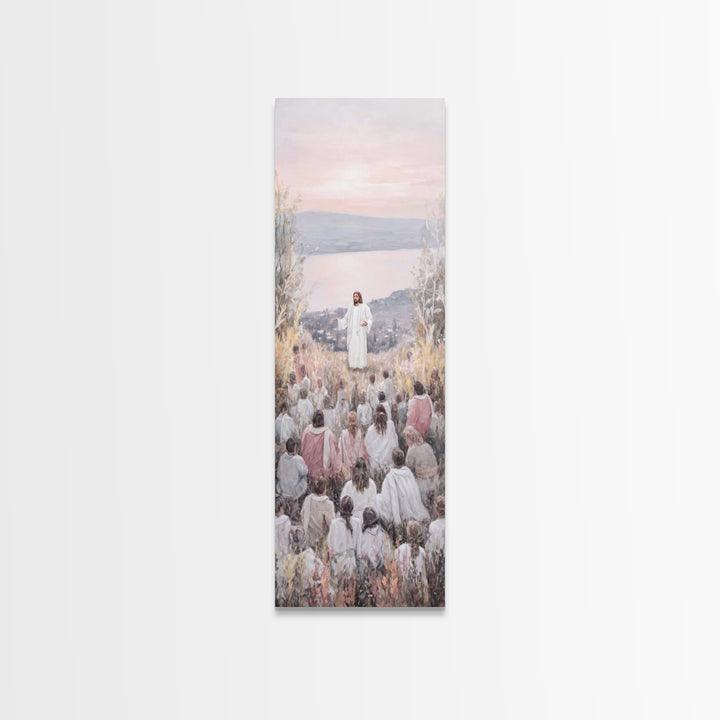 Field Of Light, Framed Canvas Print, Tall Narrow Wall Art, Christian Art Canvas, Christian Wall Art, Jesus Painting, Christmas Art