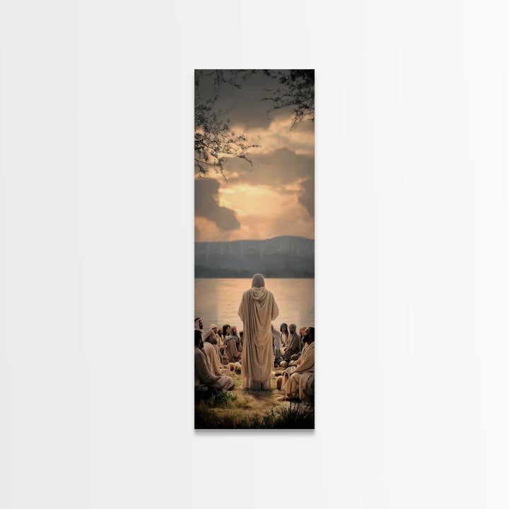 Autumn Serenity, Framed Canvas Print, Skinny Art, Jesus Painting, Christian Art Canvas, Christian Wall Art, Christmas Art