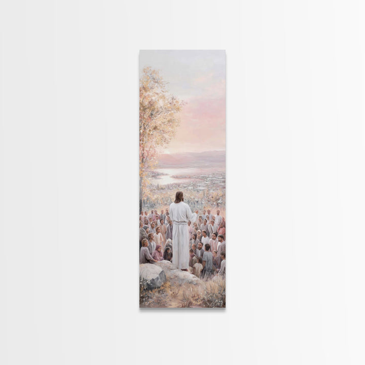 Hillside Of Mercy – Framed Canvas Print – Christian Art Canvas – Christian Wall Art – Narrow Art – Jesus Painting – Christian Christmas Art