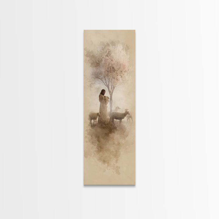 Shepherd Of Dawn – Framed Canvas Print – Christian Wall Art – Jesus Painting – Christian Christmas Art – Christian Art Canvas – Skinny Art