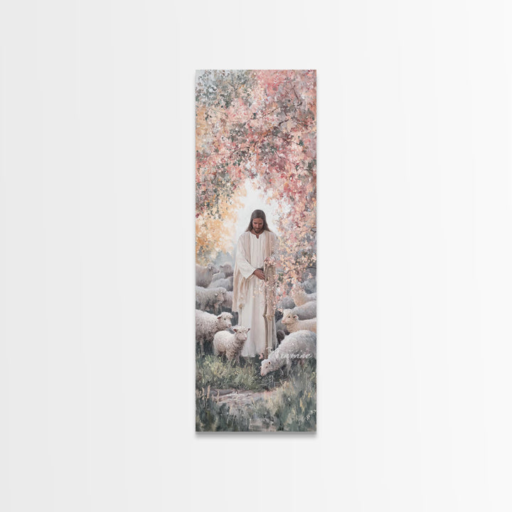 Blossoms Of Grace - Framed Canvas Print - Christian Wall Art - Jesus Painting - Tall Narrow Wall Art - Christian Art Canvas
