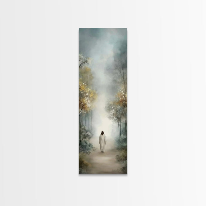 Soft Vale Steps - Framed Canvas Print - Christian Wall Art - Jesus Painting - Tall Skinny Art Print - Christian Art Canvas