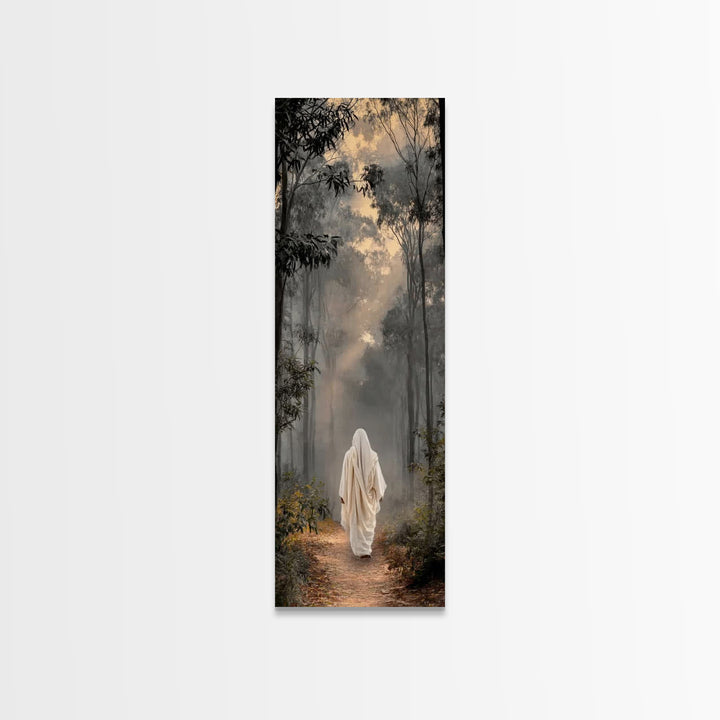 Forest Morning Grace - Framed Canvas Print - Christian Wall Art - Jesus Painting - Tall Narrow Wall Art - Christian Art Canvas