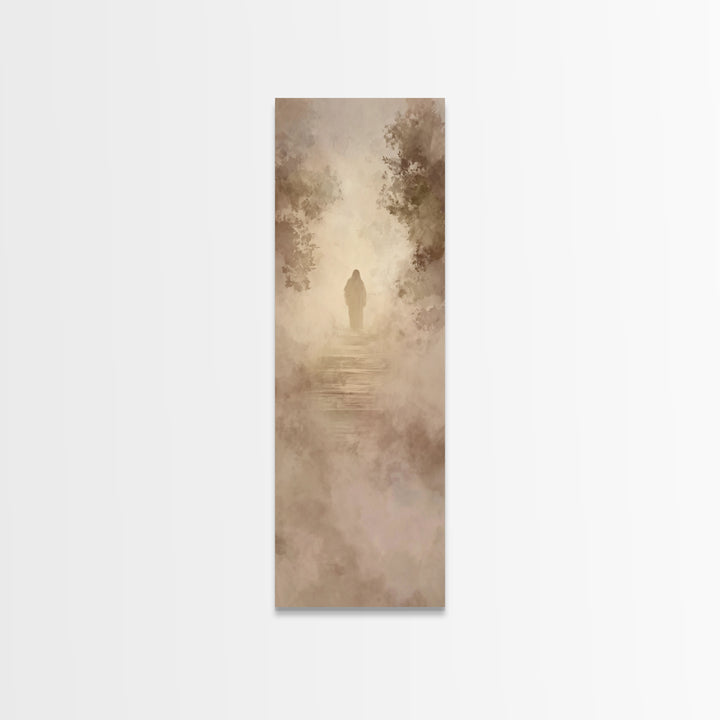Heavenly Haze Journey - Framed Canvas Print - Christian Art Canvas - Jesus Painting - Narrow Art - Christian Wall Art