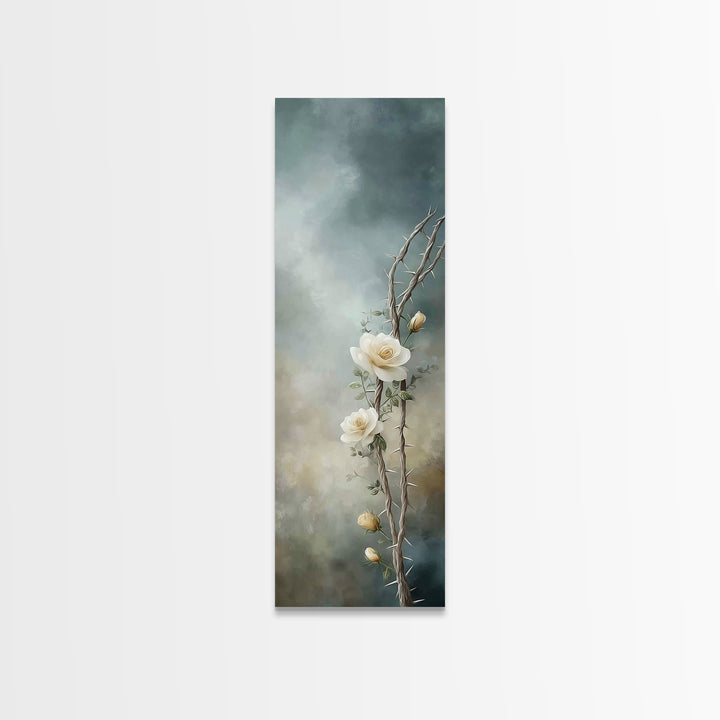 Blooming Redemption – Framed Canvas Print – Tall Skinny Art Print – Christian Wall Art – Moody Christian Art – Christian Art Canvas – Chris