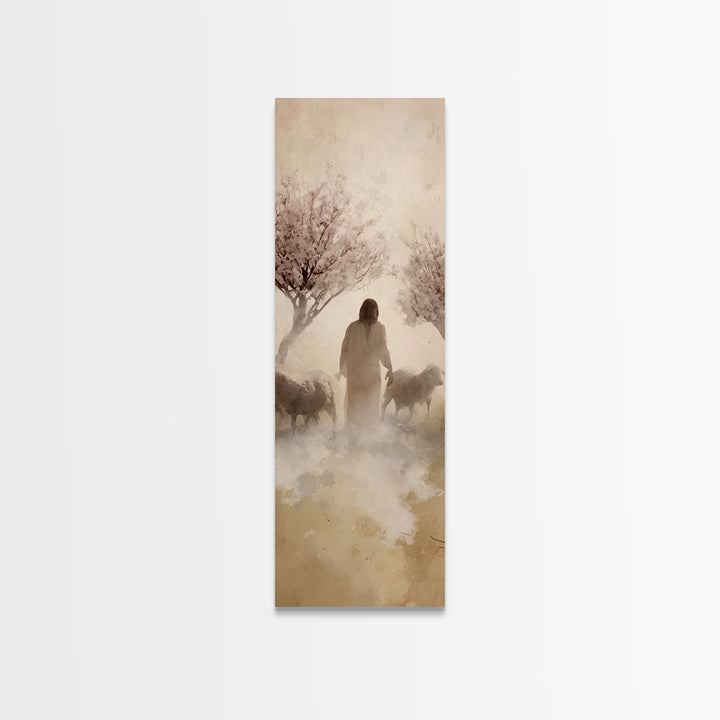 Shepherd’s Gentle Bloom – Framed Canvas Print – Skinny Art – Christian Wall Art – Christian Art Canvas – Jesus Painting – Christian Art