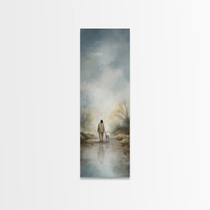 Silent Meadow Light | Framed Canvas Print | Christian Wall Art | Jesus Painting | Tall Narrow Wall Art | Christian Art Canvas | Christmas A