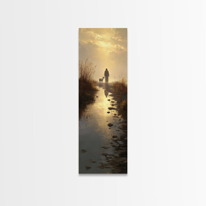Shepherd’s Gentle Path | Framed Canvas Print | Christian Art Canvas | Narrow Art | Jesus Painting | Christian Wall Art | Christmas Art