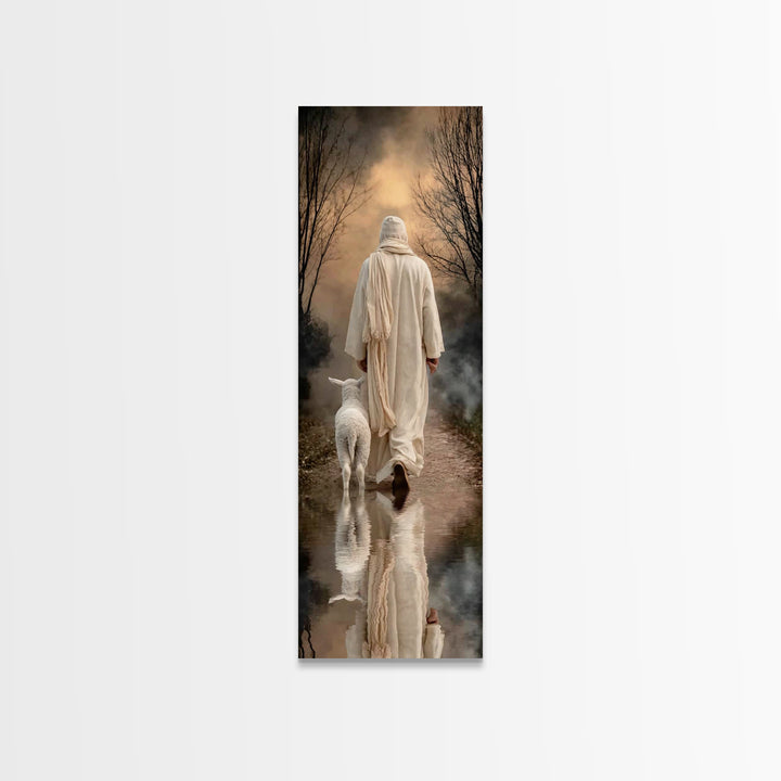 Lamb Of Stillness – Framed Canvas Print – Christian Art Canvas – Tall Narrow Wall Art – Jesus Painting – Christian Wall Art – Christmas Art