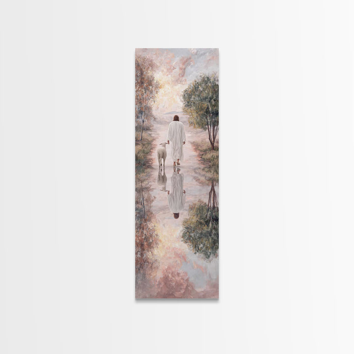 Meadow Of Peace – Framed Canvas Print – Christian Wall Art – Jesus Painting – Christian Art Canvas – Tall Narrow Wall Art – Christmas Art