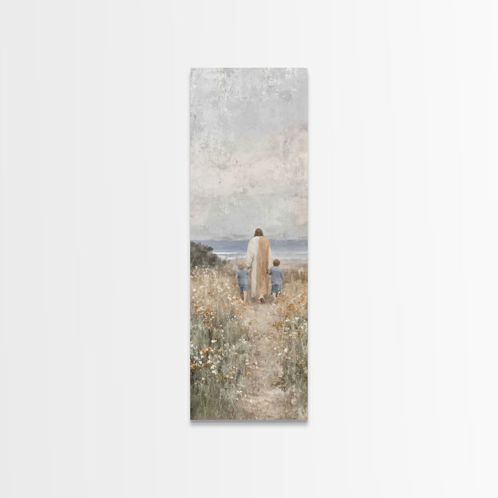 Shoreline Of Hope – Framed Canvas Print – Christian Art Canvas – Jesus Painting – Skinny Art – Christian Decorations – Christian Christmas