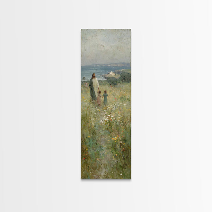 Fields Of Mercy | Framed Canvas Print | Christian Art Canvas | Tall Narrow Wall Art | Jesus Painting | Modern Christian Art | Christian Gif