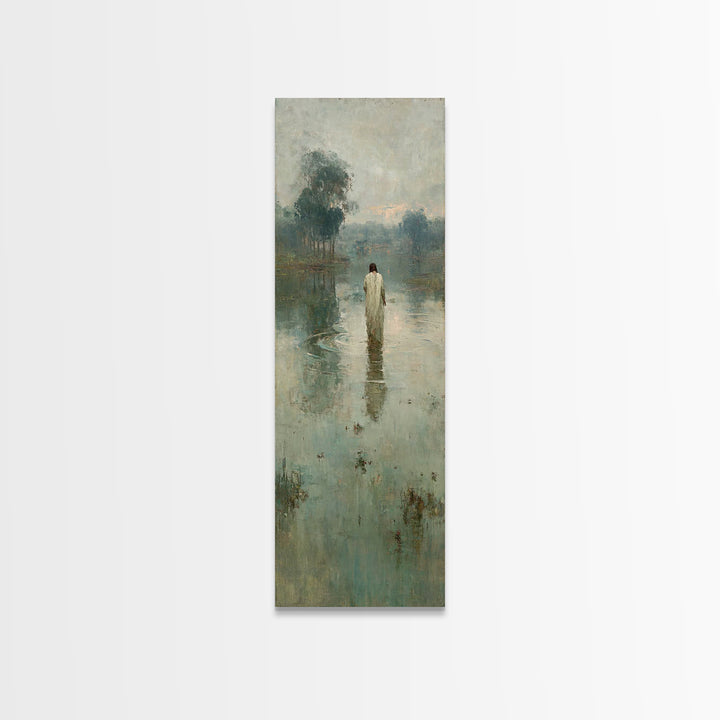 Quiet River Mercy | Framed Canvas Print | Christian Art Canvas | Tall Skinny Art Print | Jesus Wall Art | Vintage Christian Art | Christian