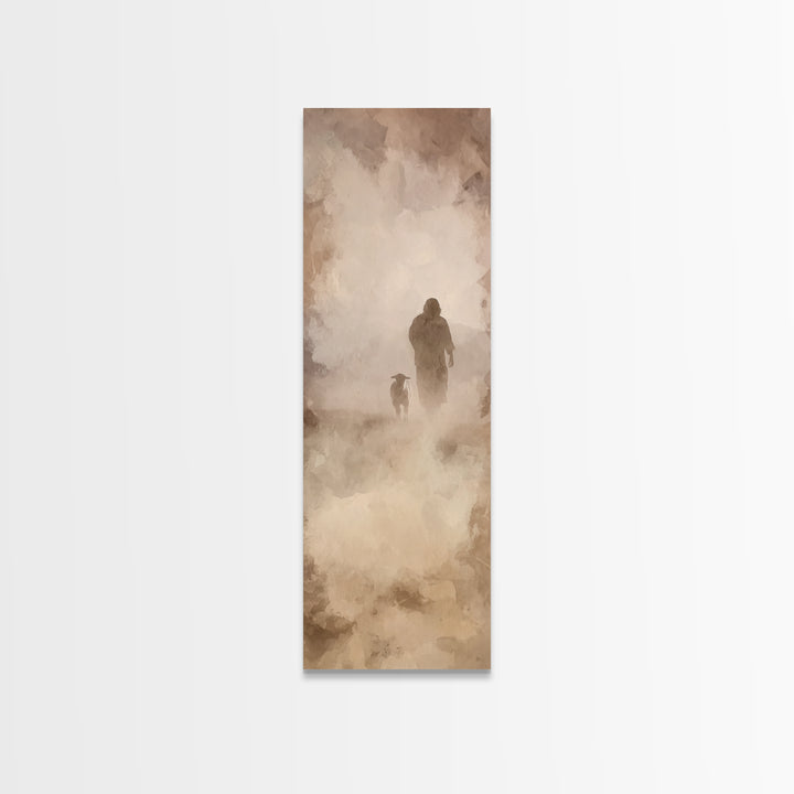 Autumn Shepherd Calm, Framed Canvas Print, Skinny Art, Christian Art Canvas, Jesus Painting, Christian Wall Art, Christmas Art