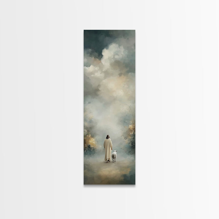 Fields Of Peace, Framed Canvas Print, Tall Narrow Wall Art, Christian Art, Jesus Painting, Christian Art Canvas, Christmas Art