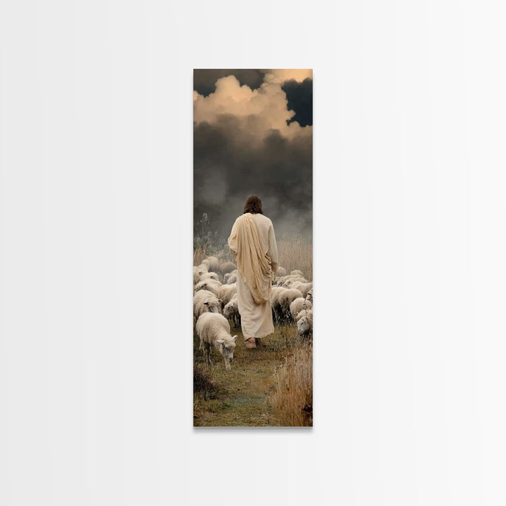 Field Of Gentle Mercy – Framed Canvas Print – Tall Narrow Wall Art – Jesus Painting – Christian Art Canvas – Christian Wall Art – Christmas