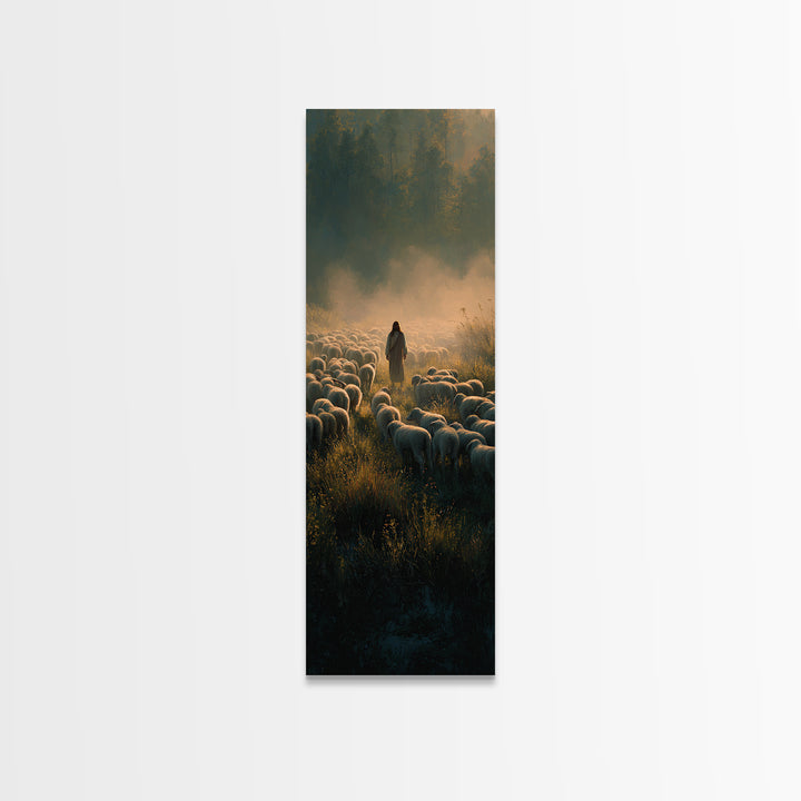 Morning Of Peace | Framed Canvas Print | Tall Skinny Art Print | Christian Art Canvas | Jesus Painting | Christian Wall Art | Christmas Art