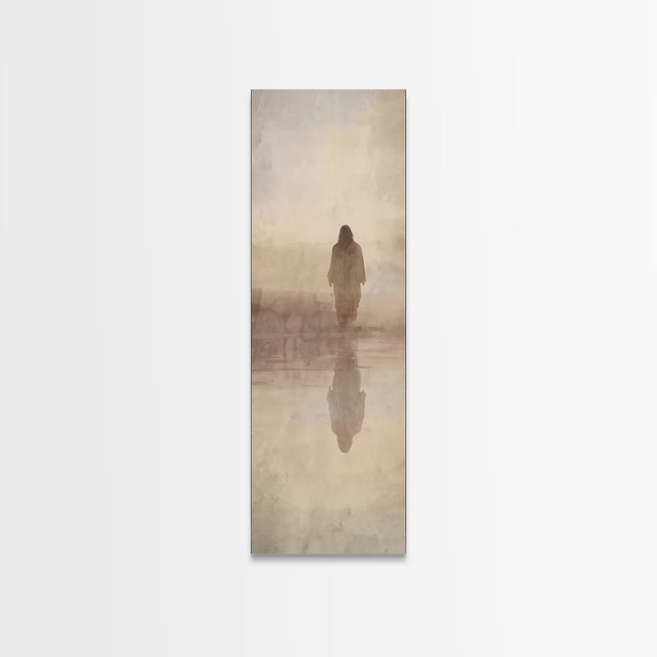 Pastures Of Renewal, Framed Canvas Print, Tall Narrow Wall Art, Christian Art Canvas, Christian Wall Art, Jesus Painting, Christmas Art