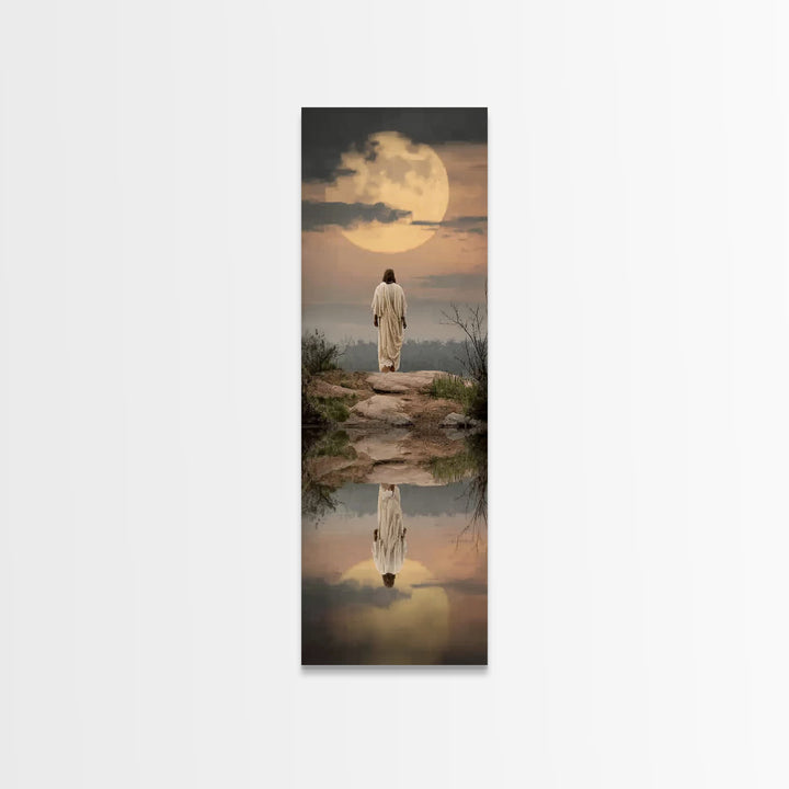 Reflections Of Hope | Framed Canvas Print | Narrow Art | Christian Wall Art | Christian Art Canvas | Christmas Art | Jesus Painting
