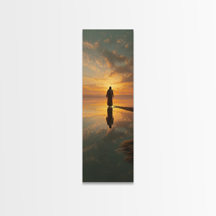 Sunset Of Promise – Framed Canvas Print – Tall Skinny Art Print – Christian Art Canvas – Jesus Painting – Christian Wall Art – Christmas Ar
