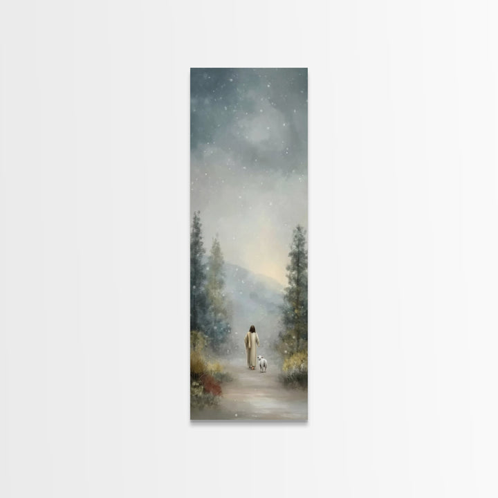 Gentle Shepherd – Framed Canvas Print – Narrow Art – Christian Art Canvas – Jesus Painting – Christian Wall Art – Christmas Art