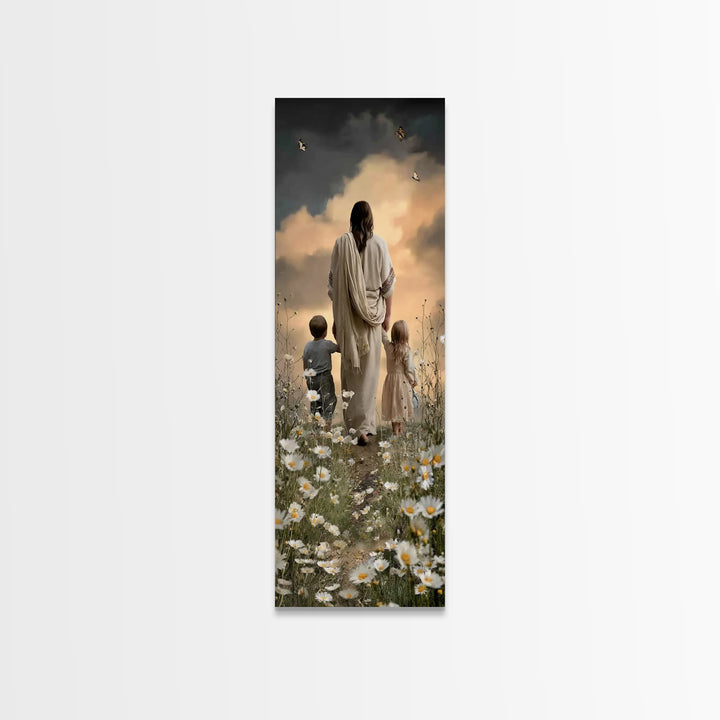 Garden Of His Care – Framed Canvas Print – Narrow Art – Christian Art Canvas – Jesus Painting – Christian Wall Art – Christian Art – Christ