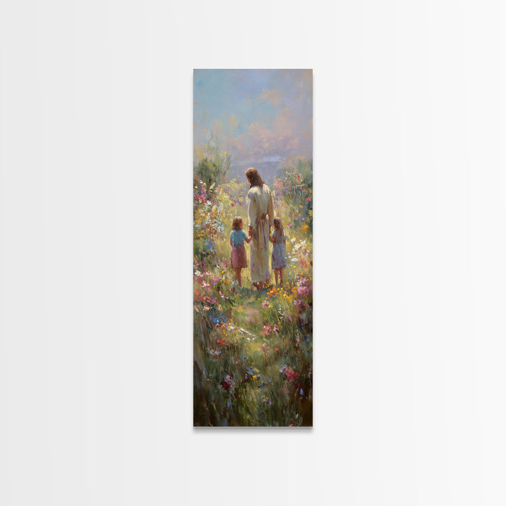 Sunlit Grace, Framed Canvas Print, Skinny Art, Christian Art Canvas, Jesus Painting, Christian Wall Art, Christian Art, Christian Gift Idea